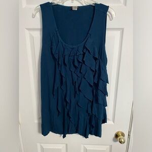 Cocomo Blue Ruffled V-Neck Sleeveless Tank Top